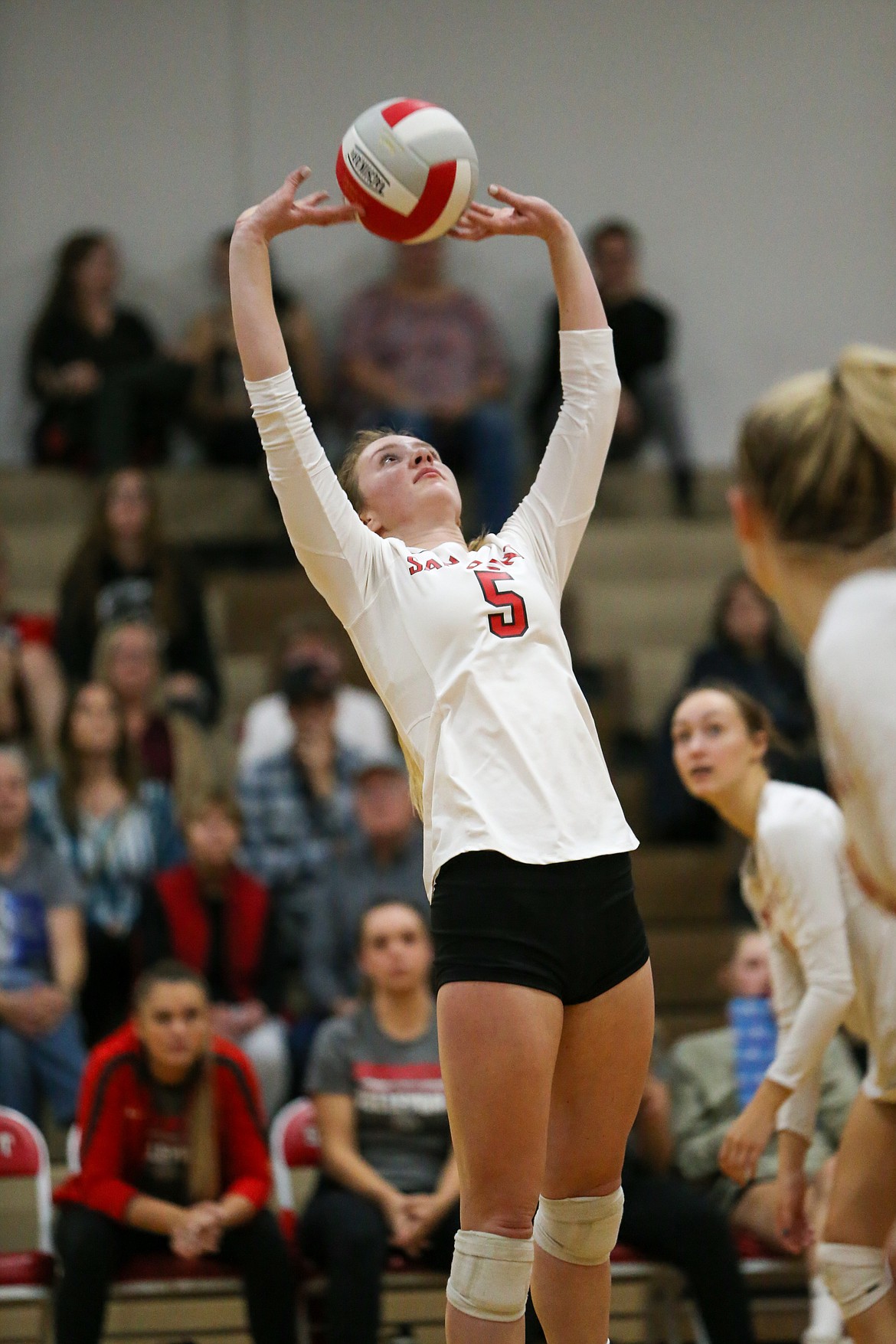 Audrey Sheffler sets the ball on Tuesday.