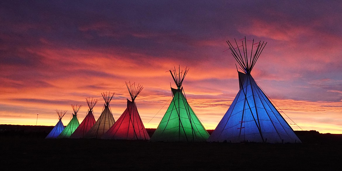 Seven illuminated tepees will be raised on the south end of Peets Hill in Bozeman from Oct. 8 to 18 in celebration of Indigenous Peoples Day. - photo provided by Jade E. Snell