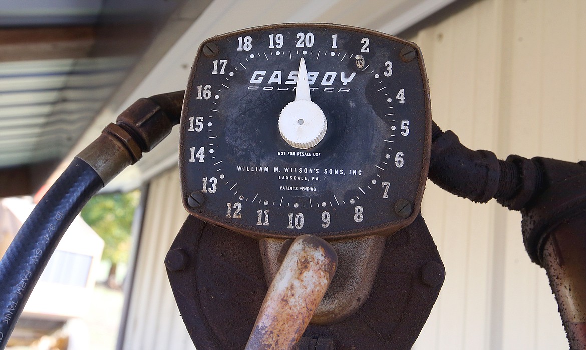 An old gas gauge is connected on the Matheson Heritage Farm.