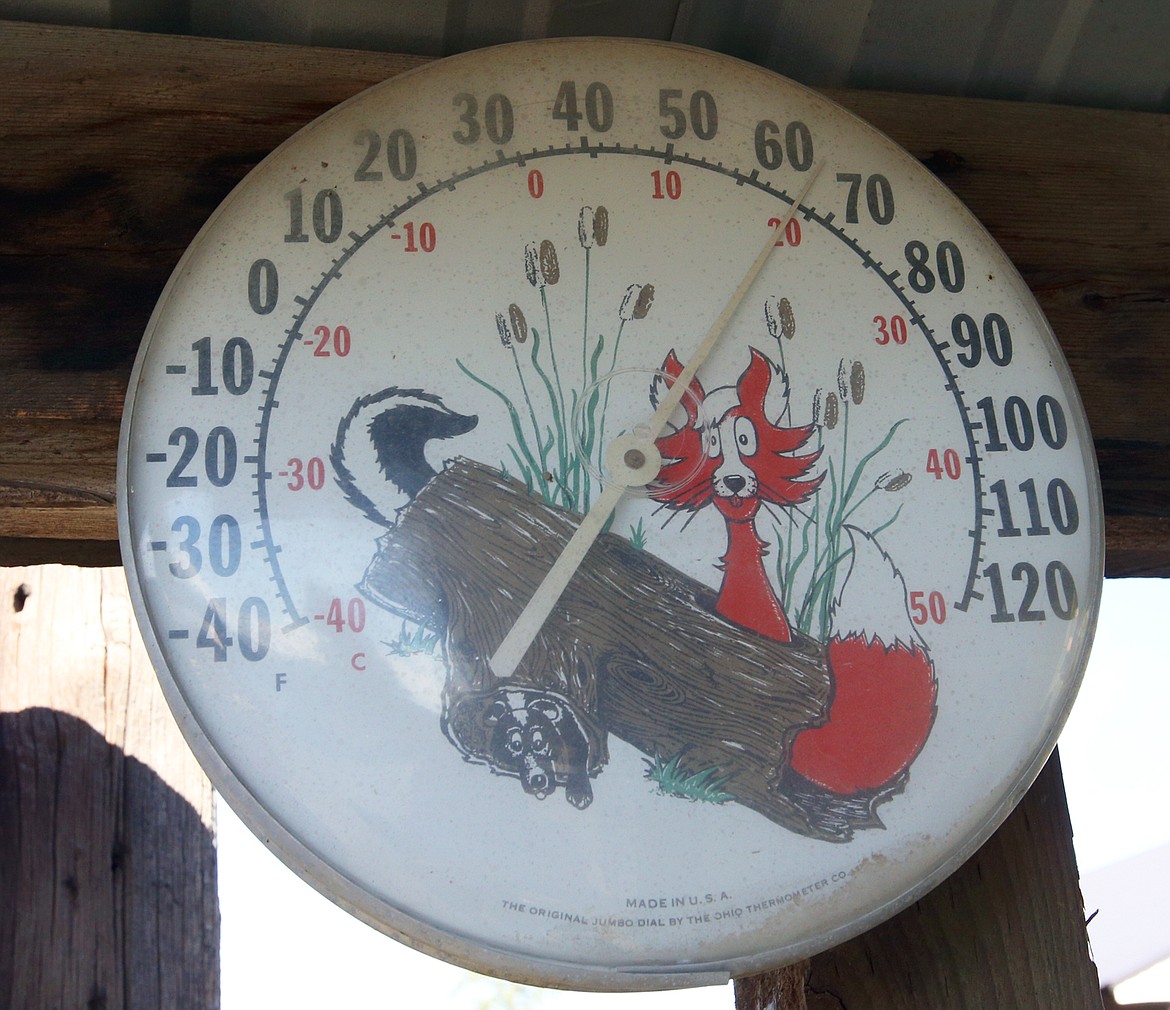 The temperature gauge on the Matheson Heritage Farm.