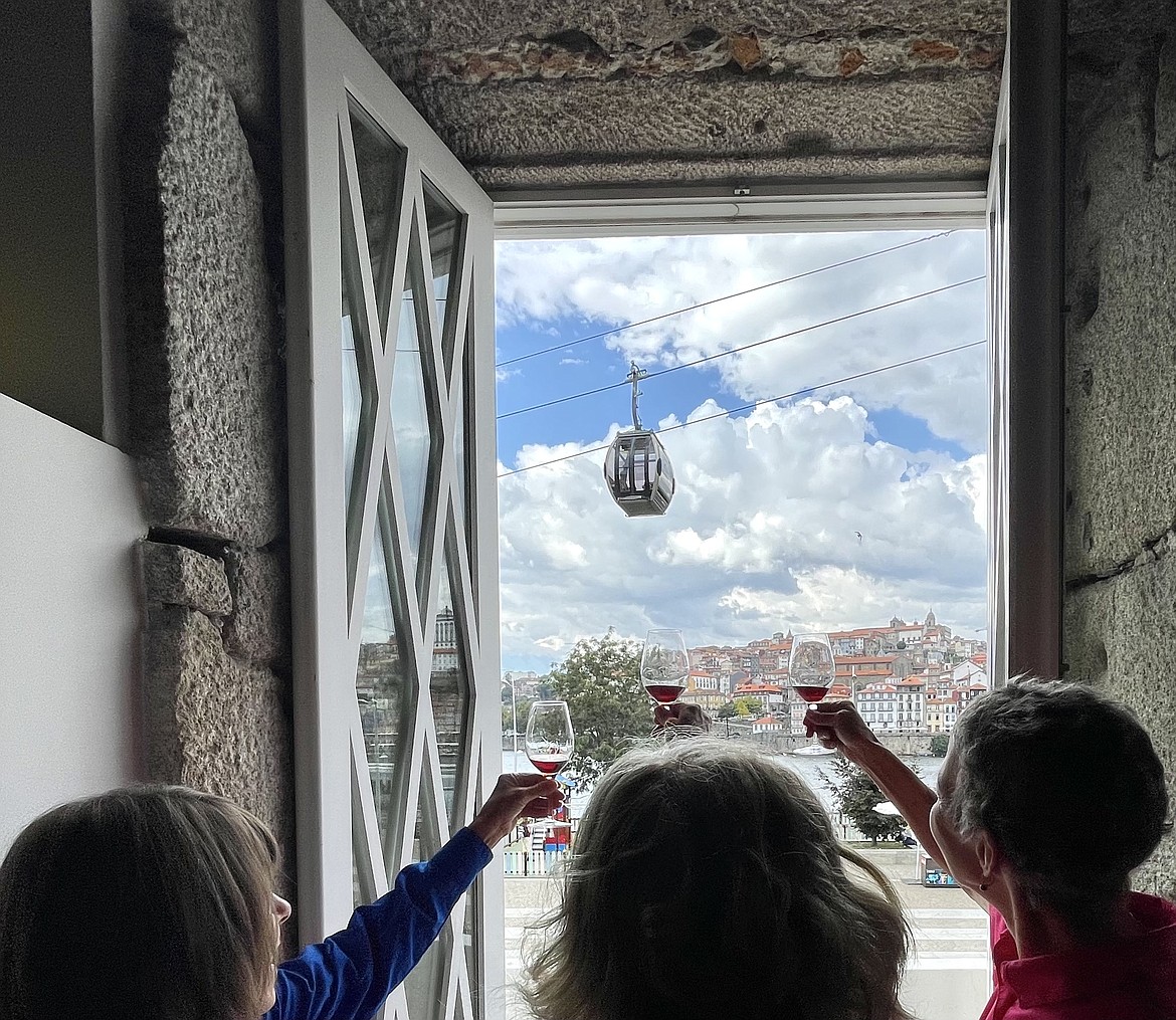 Jacobson and travel companions toast to the view in Porto, Portugal, after a long day of hiking.
Courtesy photo