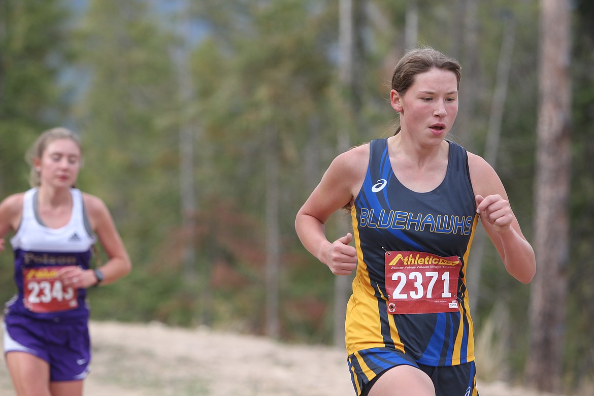 Thompson Falls cross country runner Faith Palmer battled her way to a fourth-place finish at the Libby Wilderness Run at the Flower Creek Cross Country Ski area. (Will Langhorne/Valley Press)