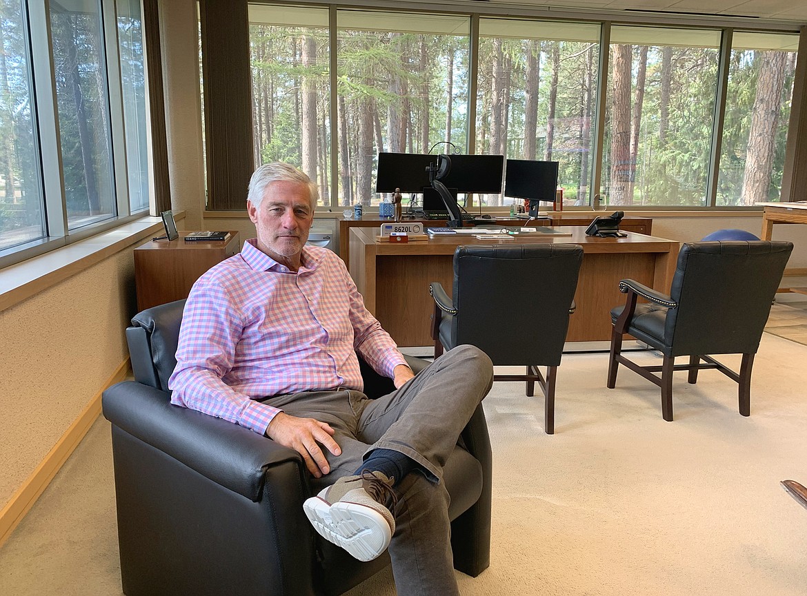 Phillips S. Baker, Jr. in his office at Hecla Mining Company in Coeur d'Alene, where he is president and chief executive officer.