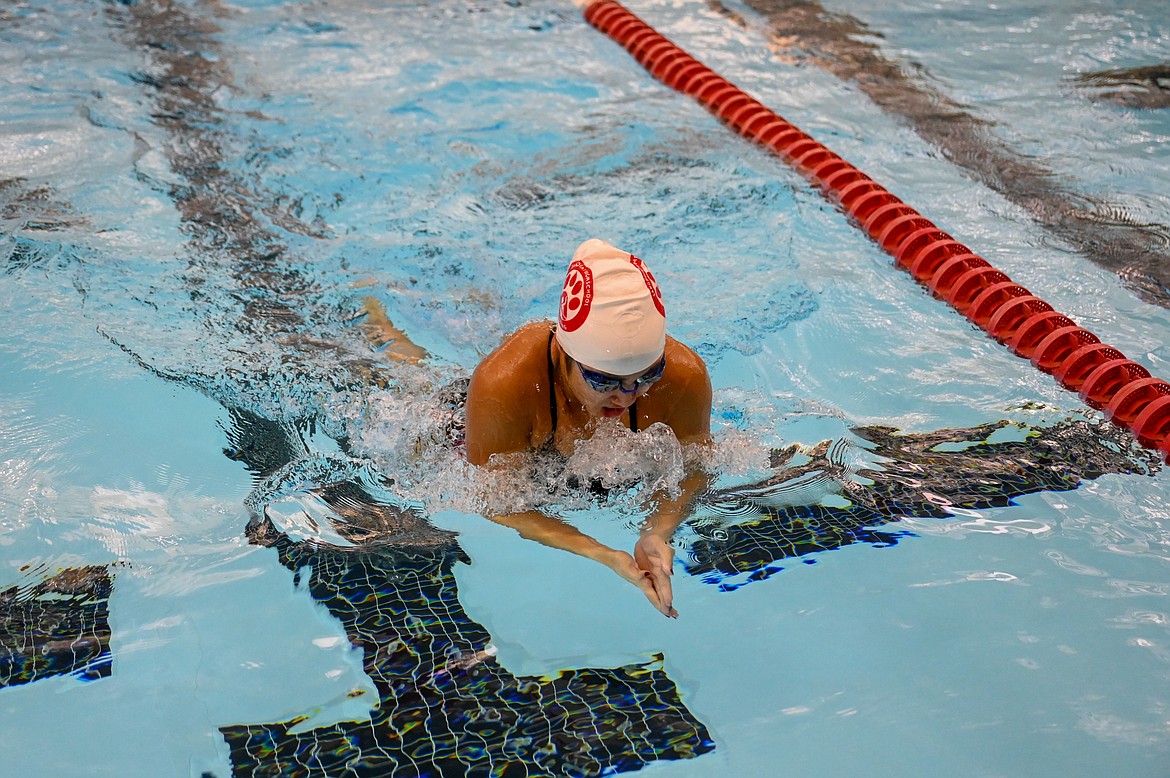 Ayiana Prevost swims the breaststroke during Saturday's meet.