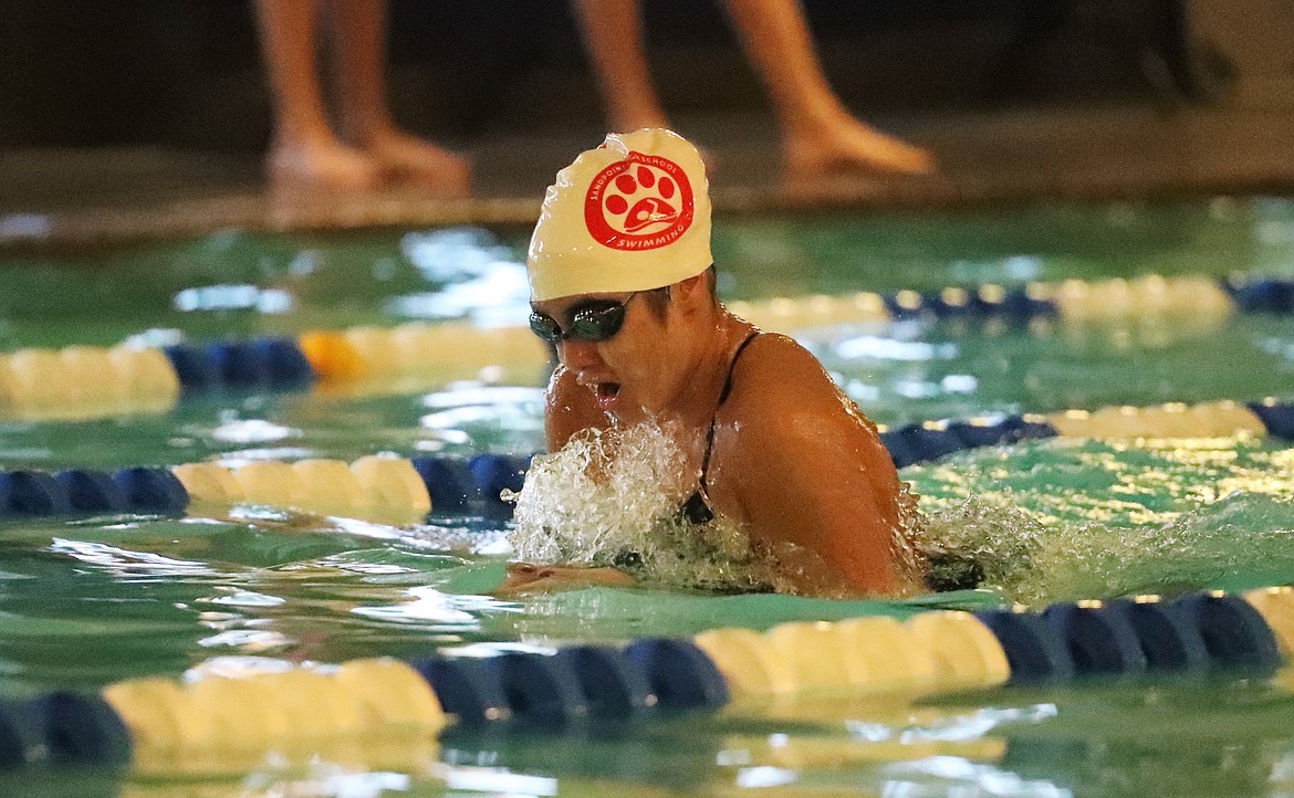Ayiana Prevost swims the breaststroke in the 200 medley relay on Friday.