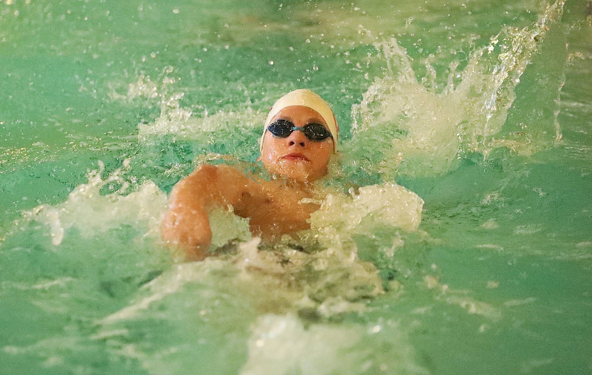 Luc LeBlanc competes in the 200 medley relay on Friday.