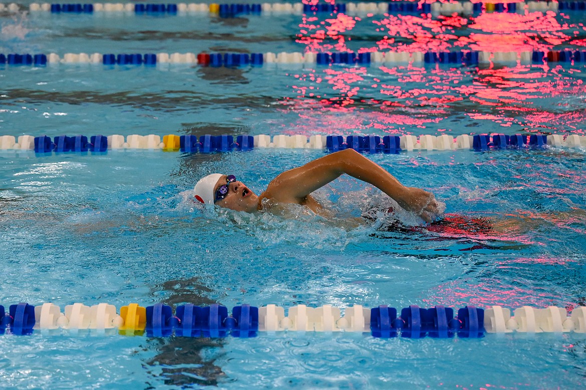 Luc LeBlanc swims the freestyle on Saturday.