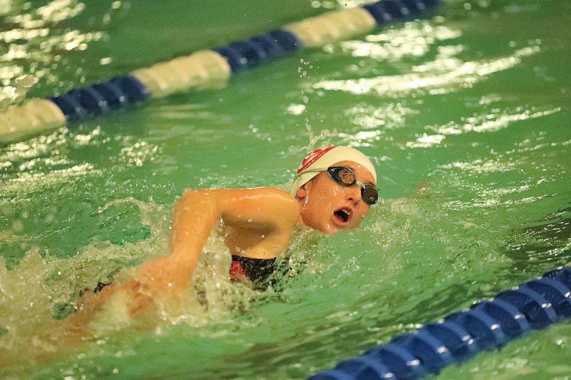 Maren Davidson competes in the 100 free on Friday.