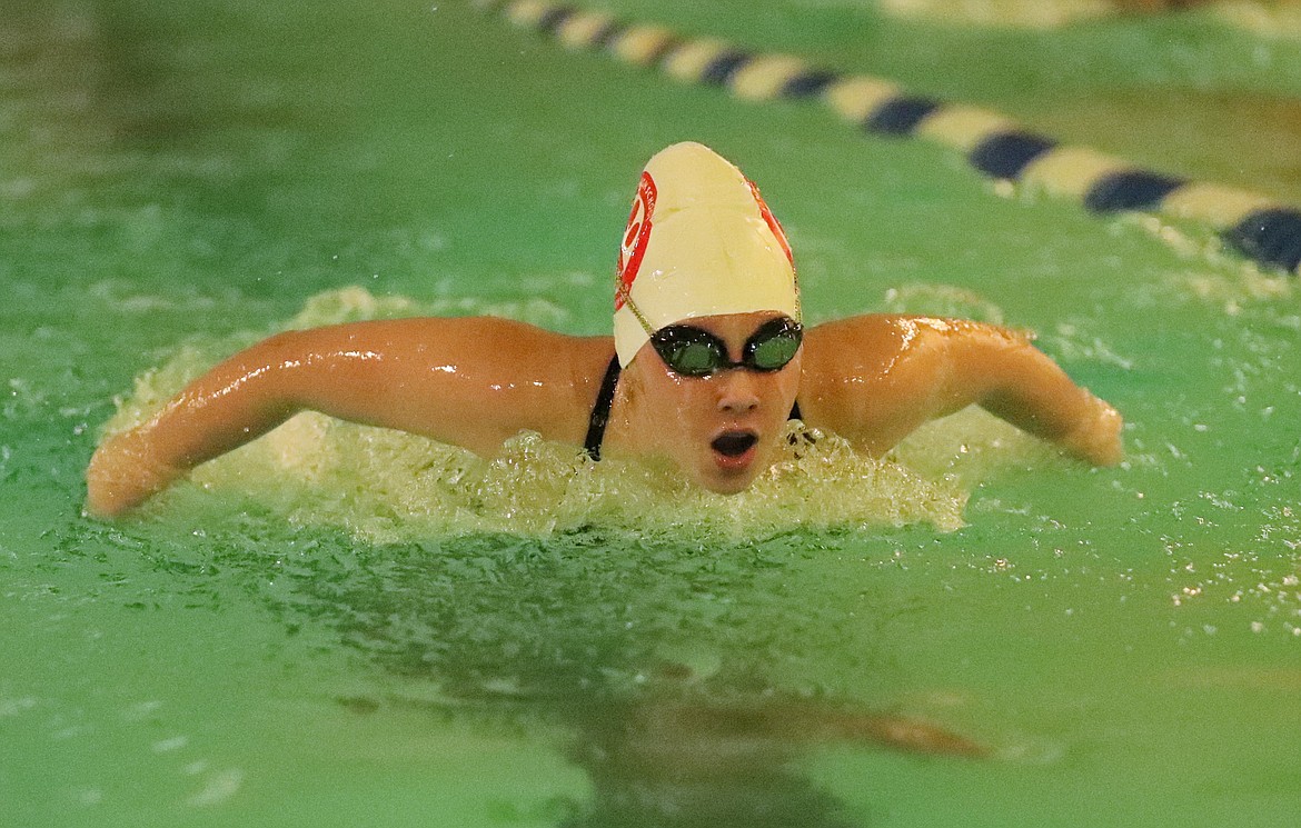 Ryleigh Bamer competes in the 100 butterfly on Friday.