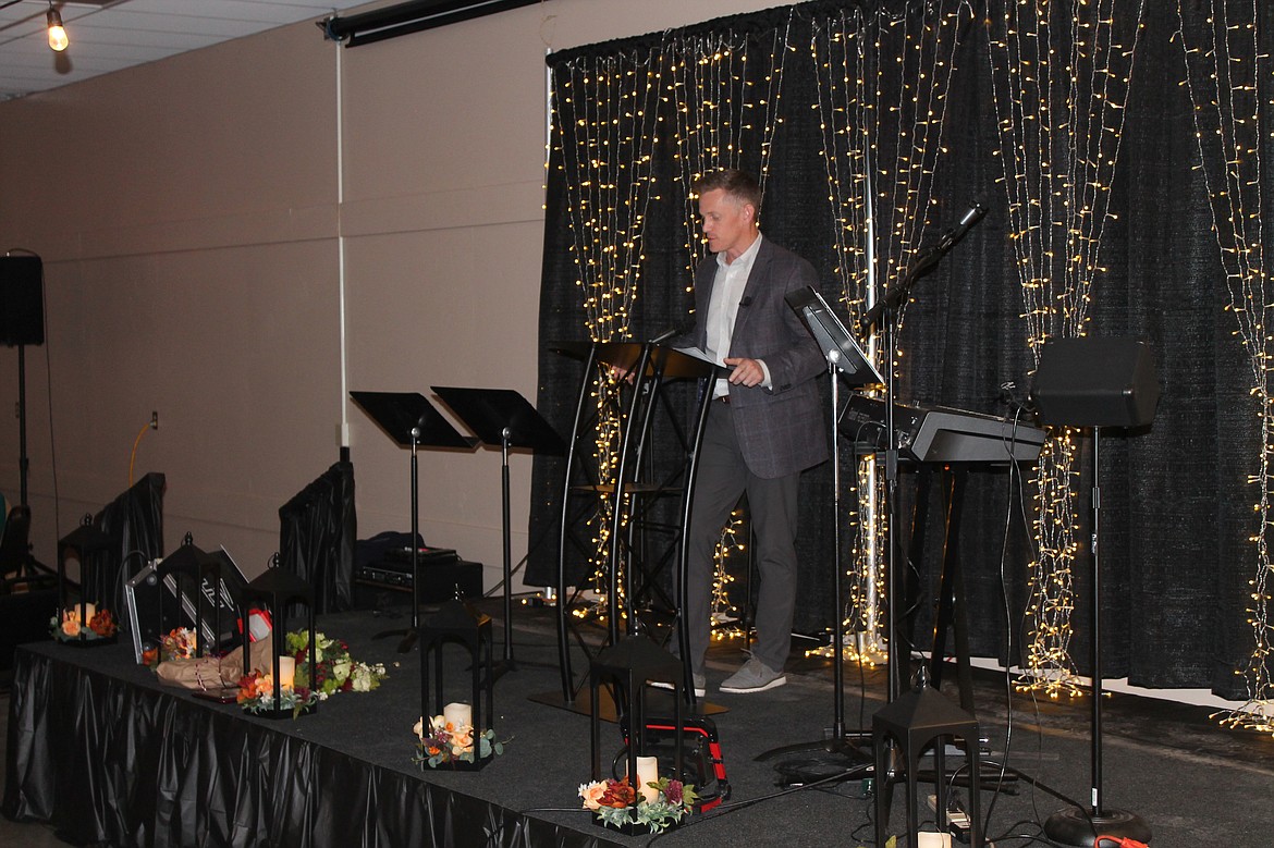 Guest speaker Joseph Backholm discusses the moral and legal issues surrounding abortion at the Crossroads Pregnancy Resource Center banquet Saturday in Moses Lake.