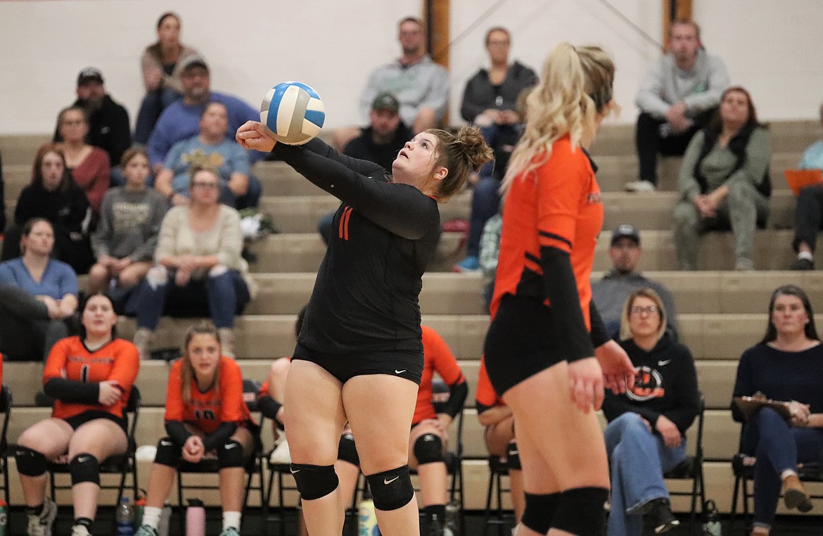 Abigail Shockey hits a ball back over the net last Wednesday.