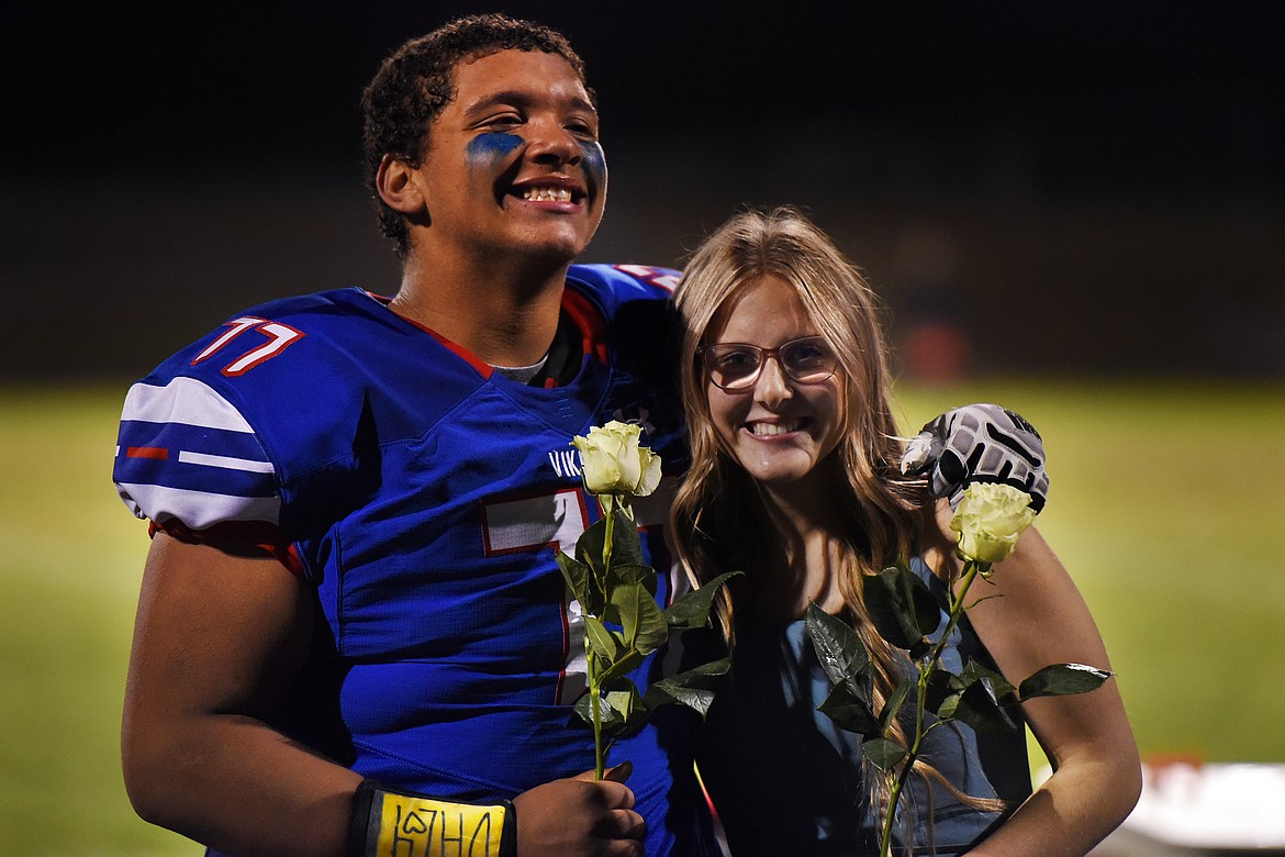 Seniors Nya Schara and George Brown are crowned homecoming king and queen at this year's football homecoming game.