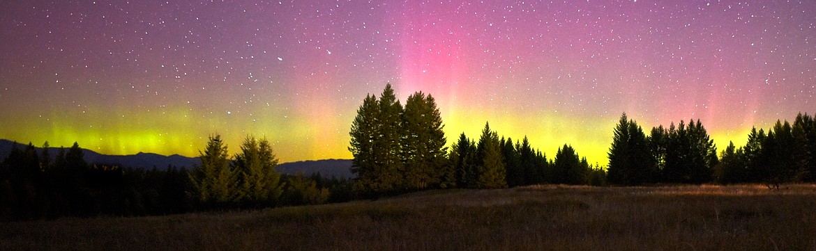 The aurora borealis lights up the skies north of Columbia Falls early Tuesday morning. (Jeremy Weber/Daily Inter Lake)