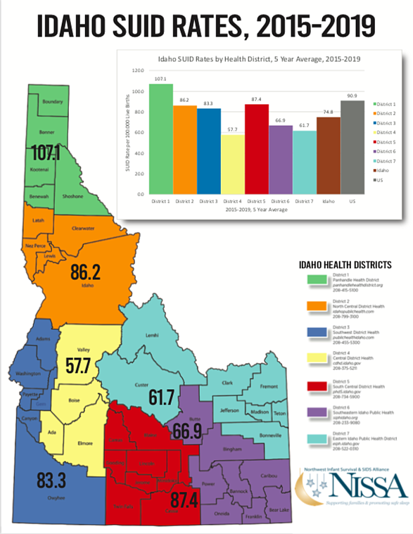 Idaho SUID rates from 2015-2019.