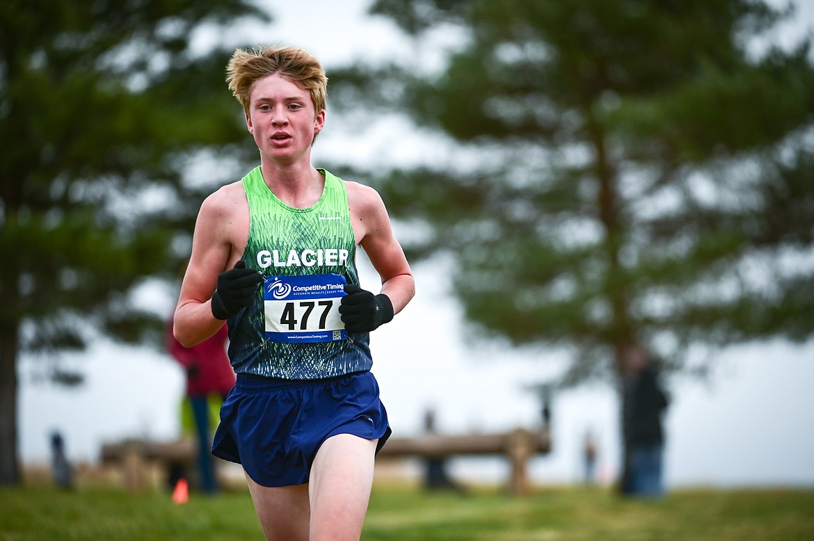 Glacier's Sam Ells nears the start of the second lap at the Glacier Invite at Rebecca Farm on Wednesday, Oct. 13. (Casey Kreider/Daily Inter Lake)