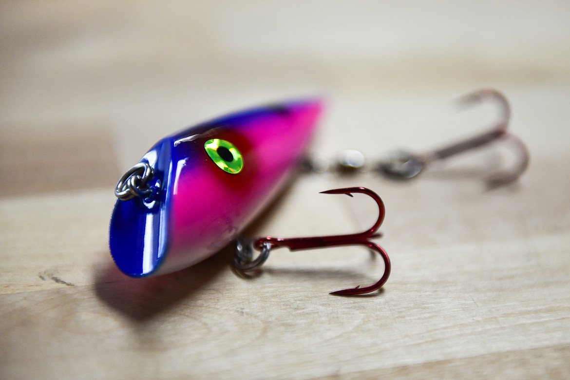 A PlugIt Handcrafted Tackle trolling plug, handmade and hand-painted by Dave Chichester of Chancy & Dave's Fish Camp. (Casey Kreider/Daily Inter Lake)