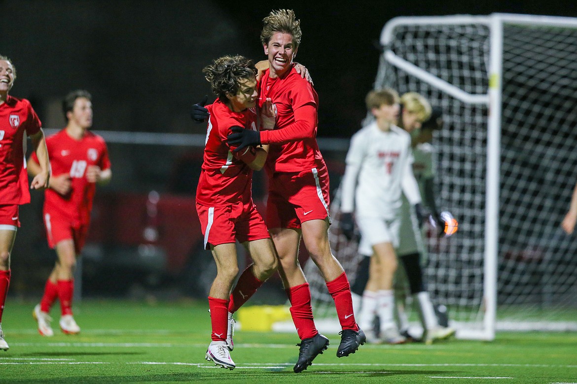 Evan Darling celebrates after scoring goal in the 75th minute on Thursday.