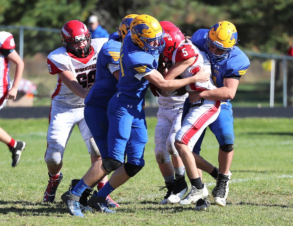 The Clark Fork defense stuffs Kootenai on a fourth down attempt in the second quarter of Saturday's game.