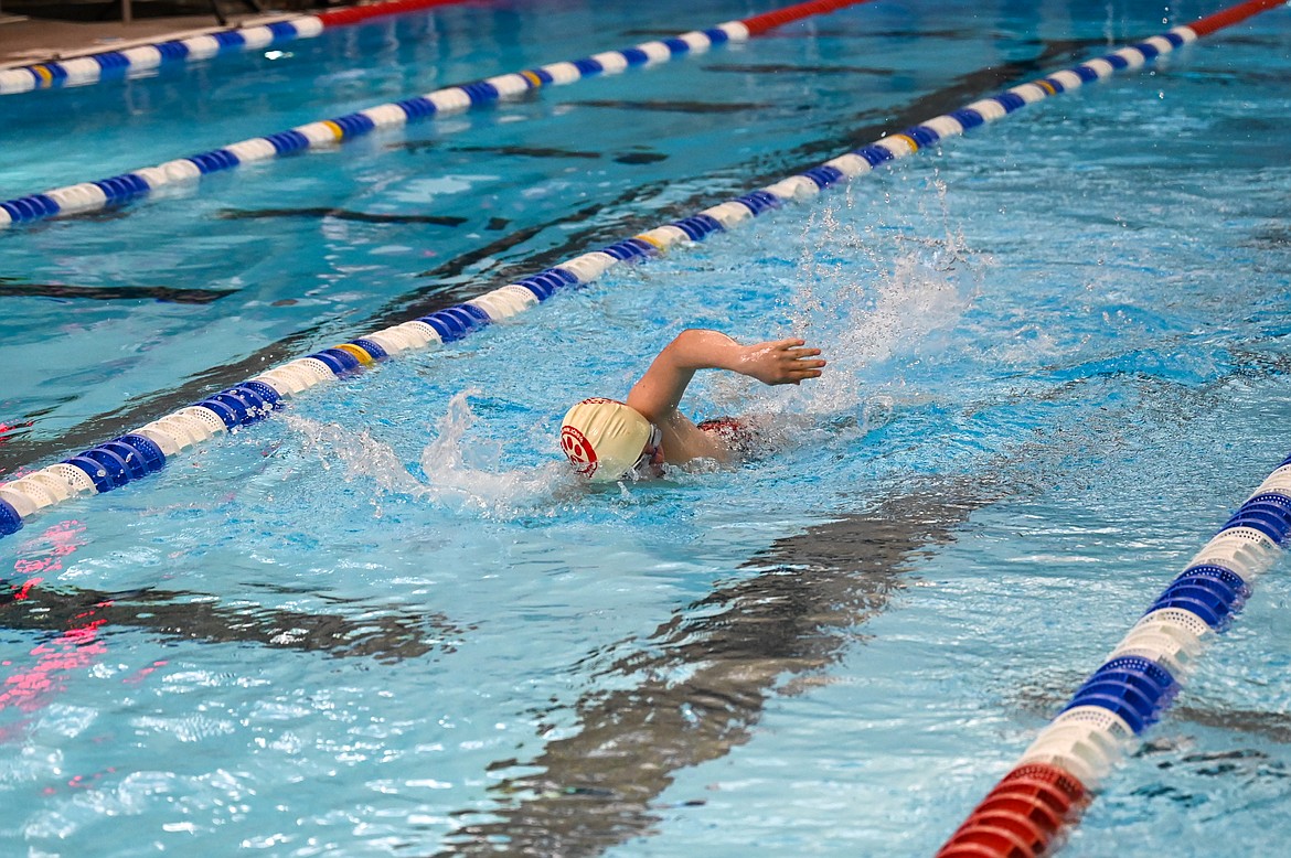 Campbell Wyman swims the freestyle on Saturday.