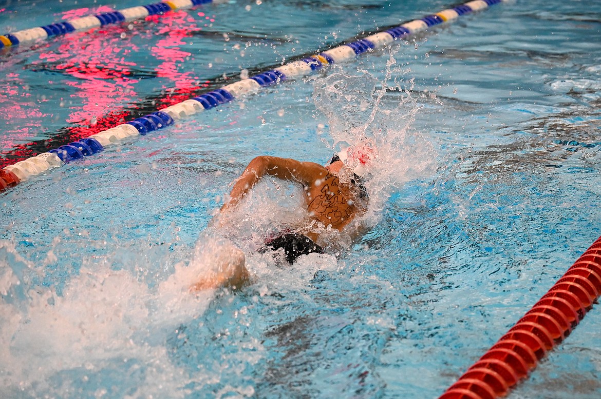 Harrison Gedde competes in the 100 freestyle on Saturday.