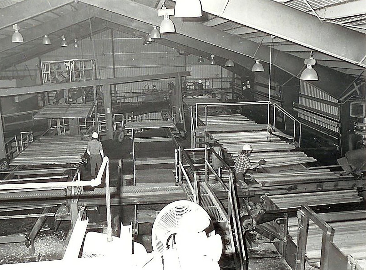 A photo of the stud mill from Louisiana-Pacific mill during the “Record Week, January 1983.”