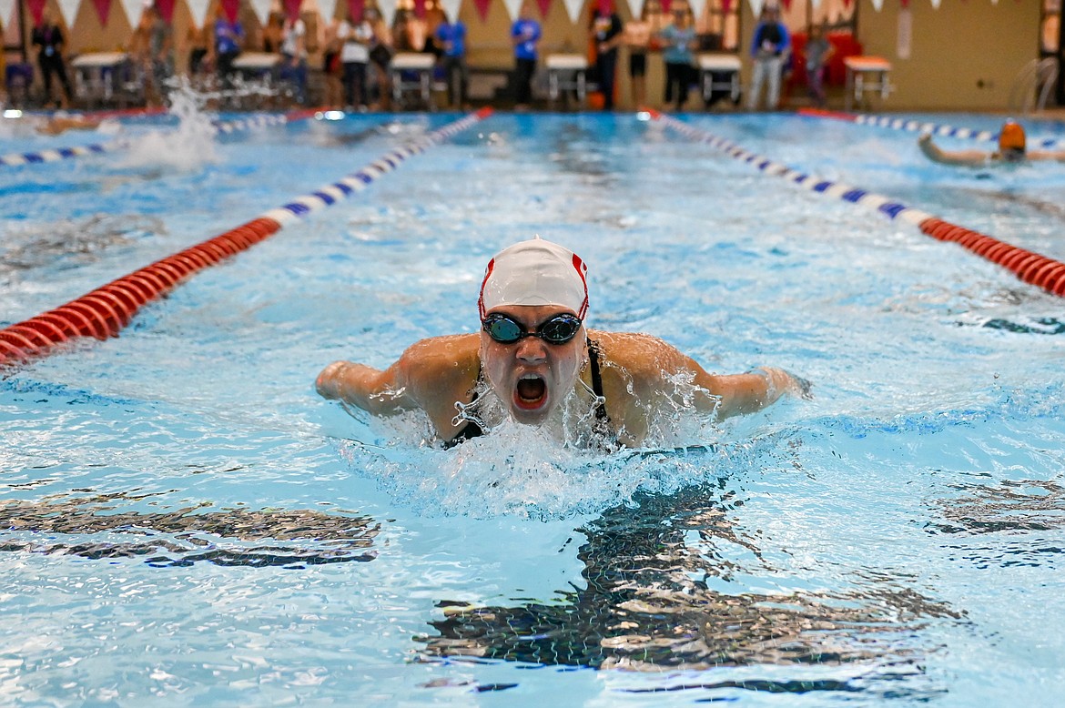 Terra Converse competes in the 100 butterfly on Saturday.