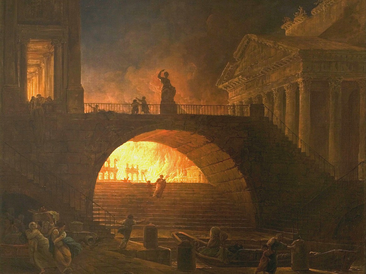 Burning of Rome in 64 A.D. has long been blamed on Emperor Nero.