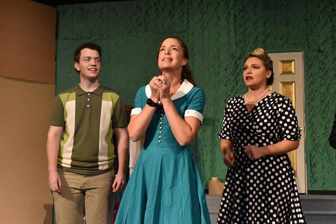 From left, Miles Plagerman, Melissa Sloan and Cecily Hendricks practice a scene during their dress rehearsal on Oct. 14.