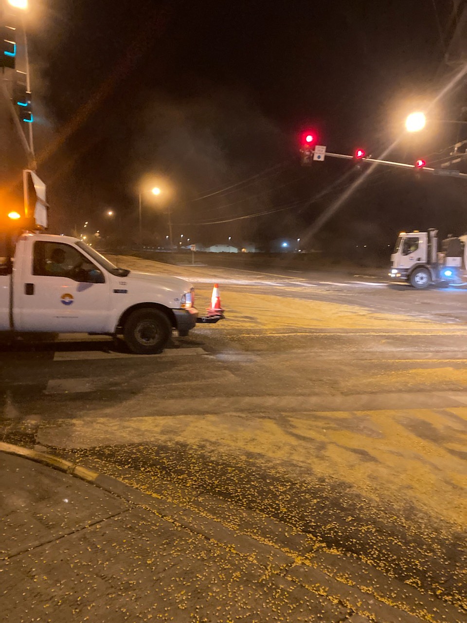 A Moses Lake city truck arrives at a spill Tuesday.