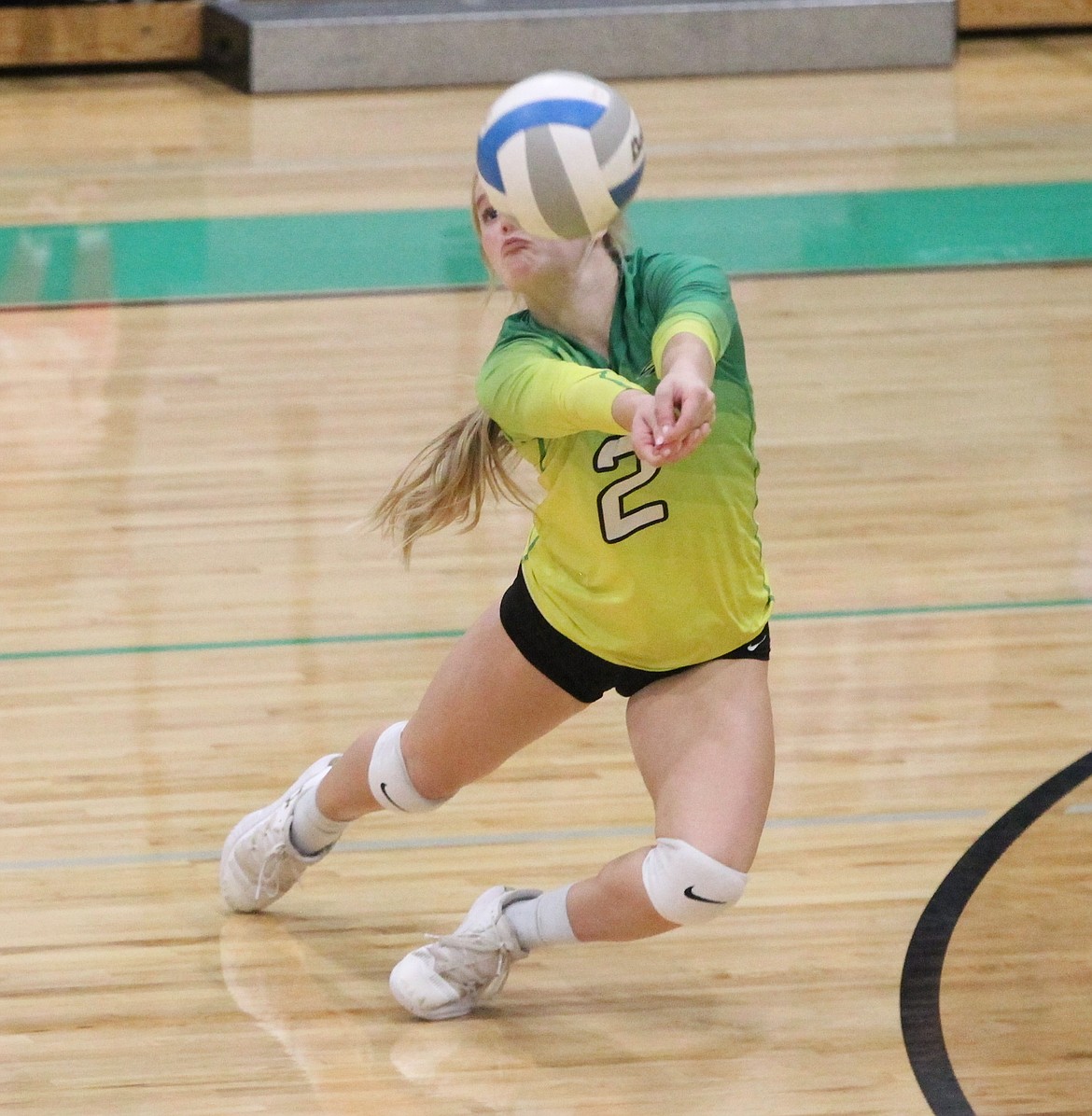 MARK NELKE/Press
Emily Morlan of Lakeland passes during the 4A Region 1 volleyball championship match vs. Moscow on Thursday night at Hawk Court in Rathdrum.