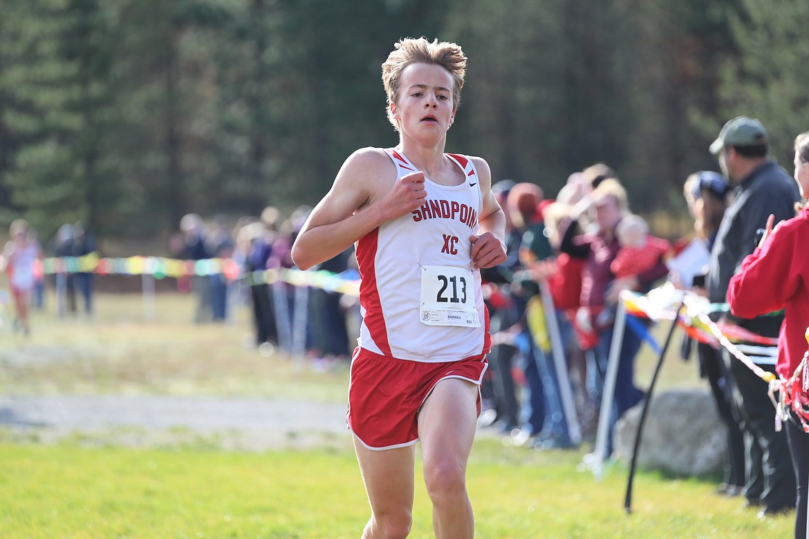 Kasten Grimm crosses the finish line on Thursday.