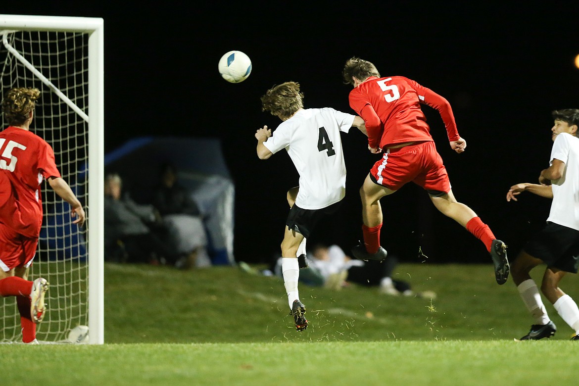 Senior Evan Darling scores the only goal for Sandpoint during Saturday's state title game.