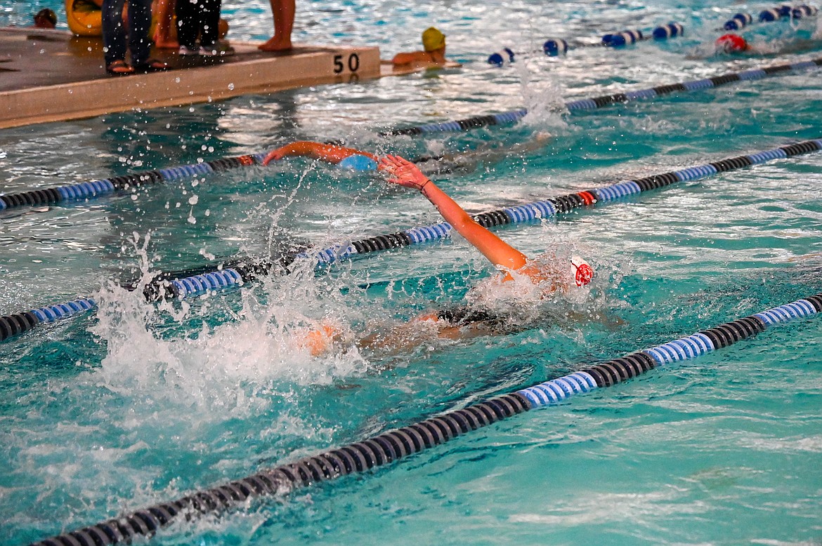 Freshman Ava de Leeuw competes in Friday's meet.