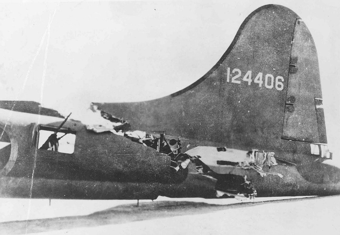 This B-17F named “All American III” was almost cut in half by a collision with a Luftwaffe Me 109 over Tunisia, but the pilot was able to bring the bomber home safely, with the tail gunner miraculously surviving.