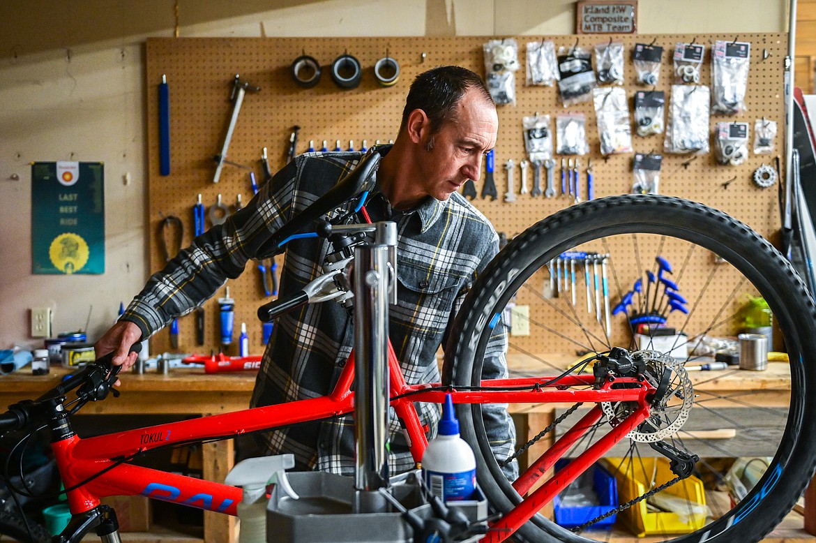 Travis Coleman at his shop A7 Cycles in Whitefish on Tuesday, Oct. 26. (Casey Kreider/Daily Inter Lake)