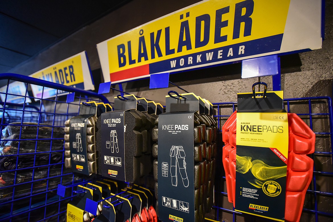 Blaklader Workwear knee pads and clothing at Trusted Gear Company in Evergreen on Tuesday, Oct. 26. (Casey Kreider/Daily Inter Lake)