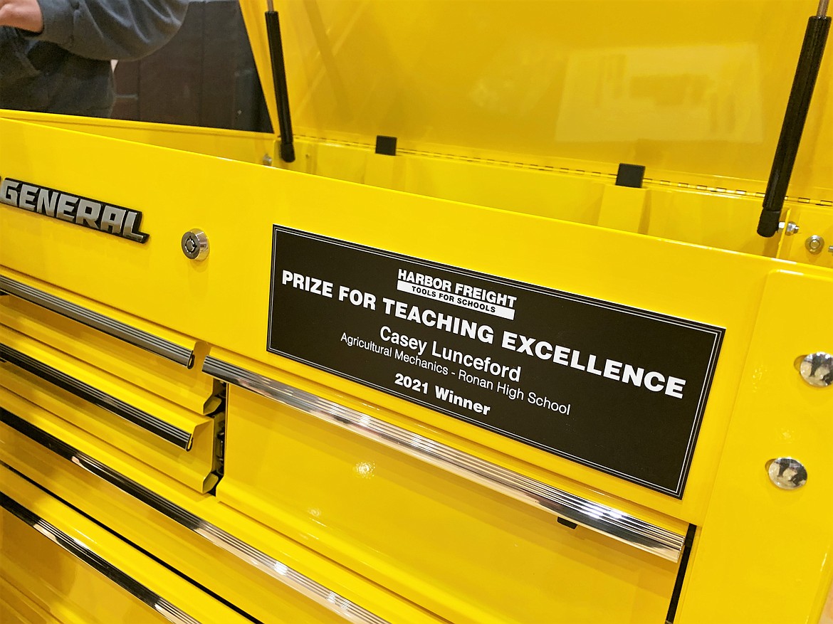 Casey Lunceford's award came with a customized tool box from Harbor Freight. (Scot Heisel/Lake County Leader)