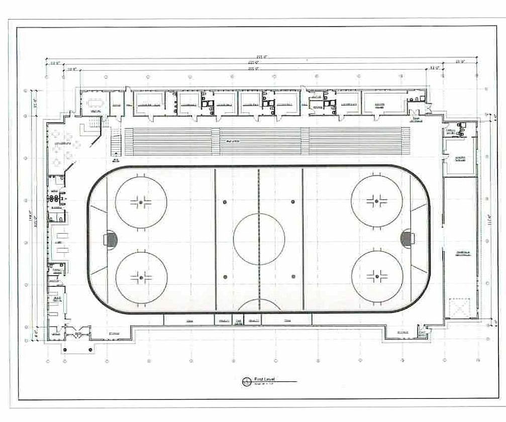 A blueprint of the proposed ice rink. The project will be completely funded by the Sandpoint Community Center Corporation. The funds will be raised through grants and donations, as a mortgage is not an option for the project.