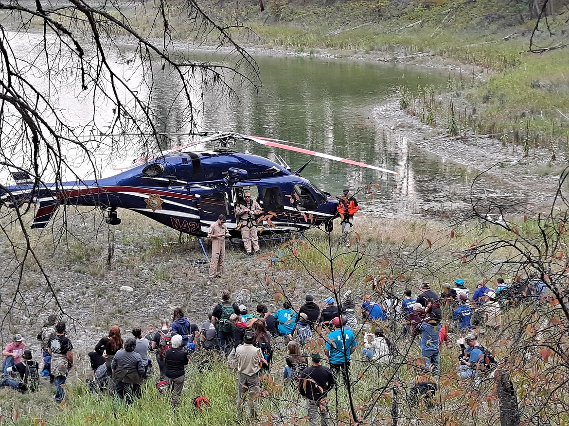 Two Bear Air Rescue provides a rescue demonstration Sept. 18 th at BSA
Grizzly Base Camp near Bigfork during the NW District Fall Camporee.