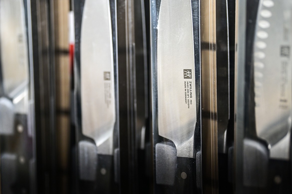 A variety of Zwilling J.A. Henckels kitchen knives at Valley Wide Restaurant Supply in Kalispell on Thursday, Oct. 28. (Casey Kreider/Daily Inter Lake)