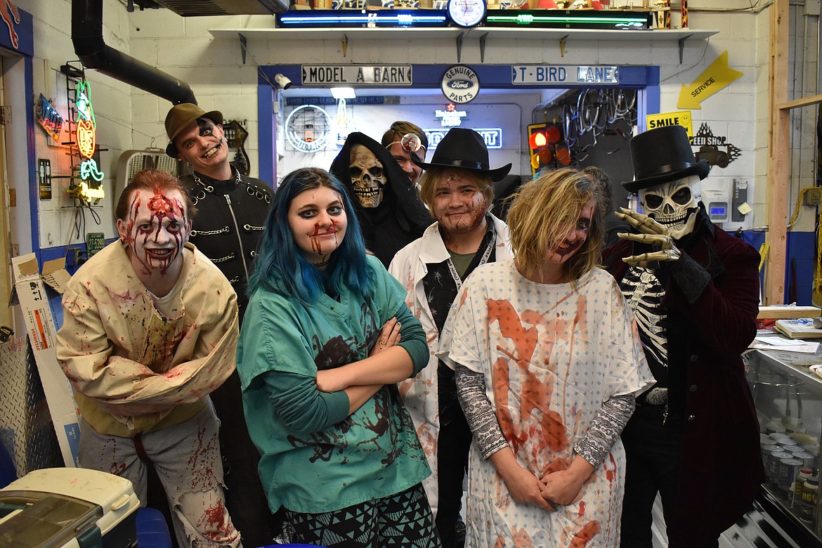 Some of the scarers at the event included, from left, Bret Dickinson, Lee Scarington, Liv Albin, Tristan Jones, DJ Riley, Jaxson Valdez, Karena Blethen and Adele Dorman.