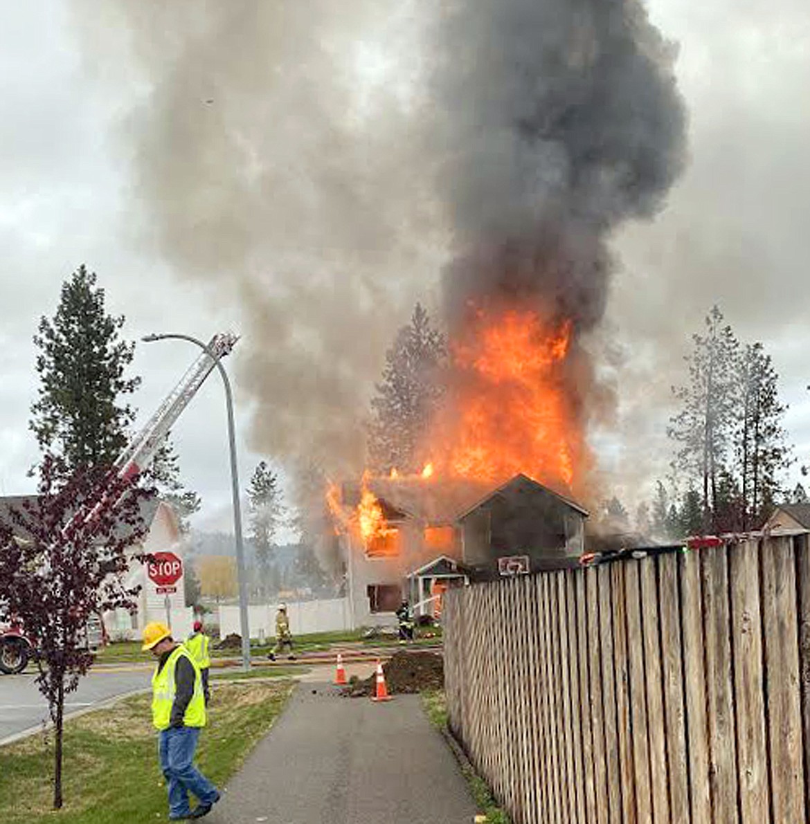 Photo by Tyler Drechsel
A Rathdrum home burns following an explosion Thursday.
