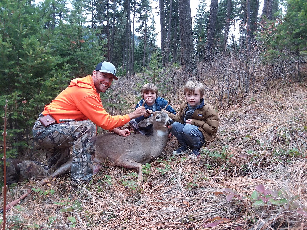 Cameron Turner with 2 of his sons, Callan (7) and Carson (5), on their first hunt were all happy boys on opening day of this year.