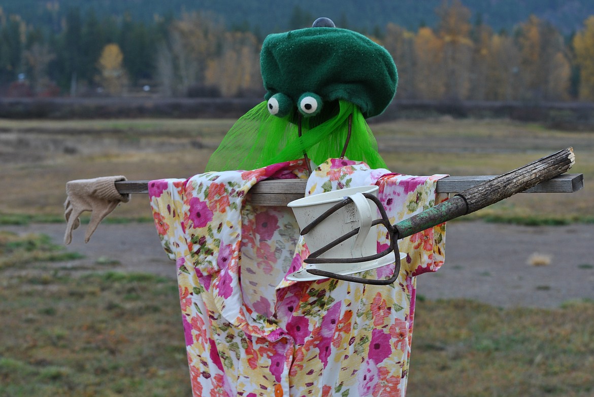 Naomi Messenbrink of St. Regis used her knack for gardening as inspiration, it looks as though her scarecrow needs a cup of coffee.