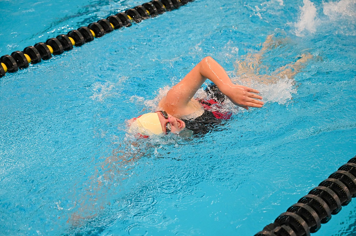 Emma Schmitt swims freestyle on Saturday.