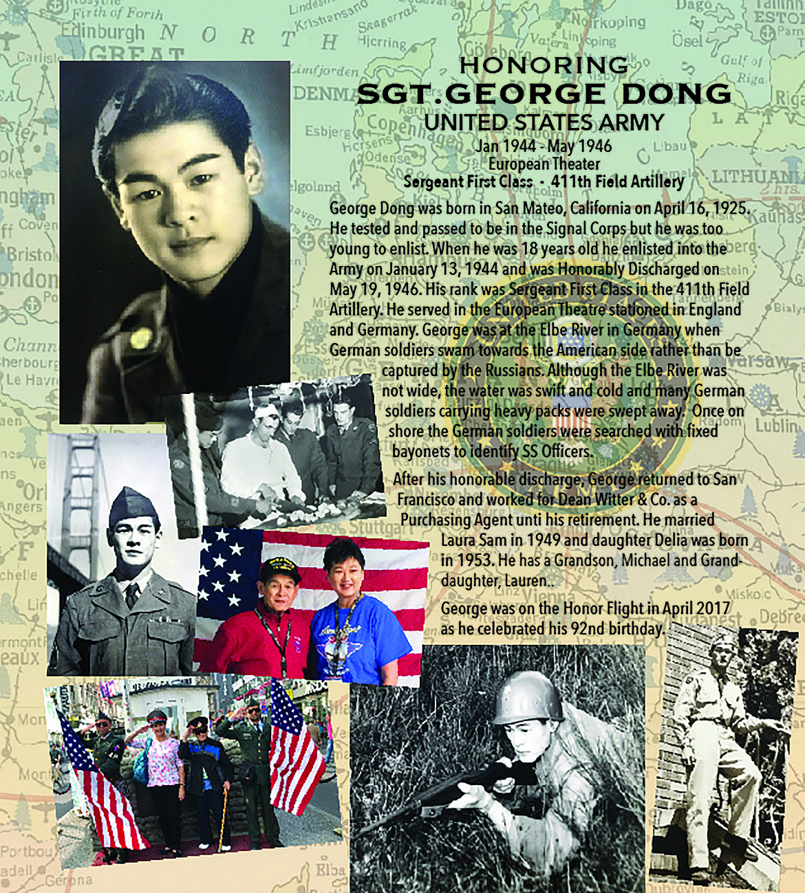 A tribute created for George Dong by his family and showing his military service.