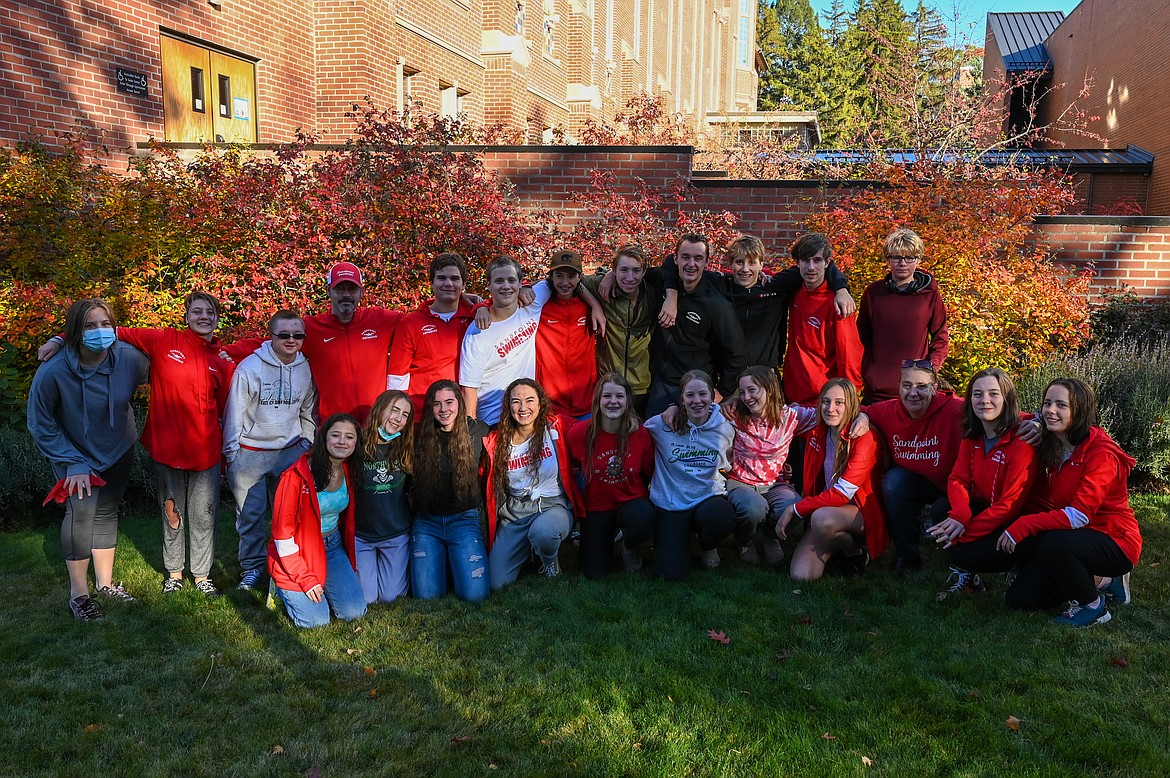 The Sandpoint swim team poses for a photo following Saturday's 4A Region 1 meet at the University of Idaho pool.