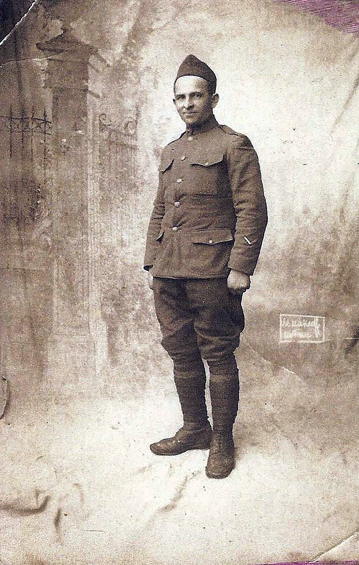 Harry F. Clark is pictured in a postcard he sent to a friend from the Meuse Argonne in 1918-'19.
