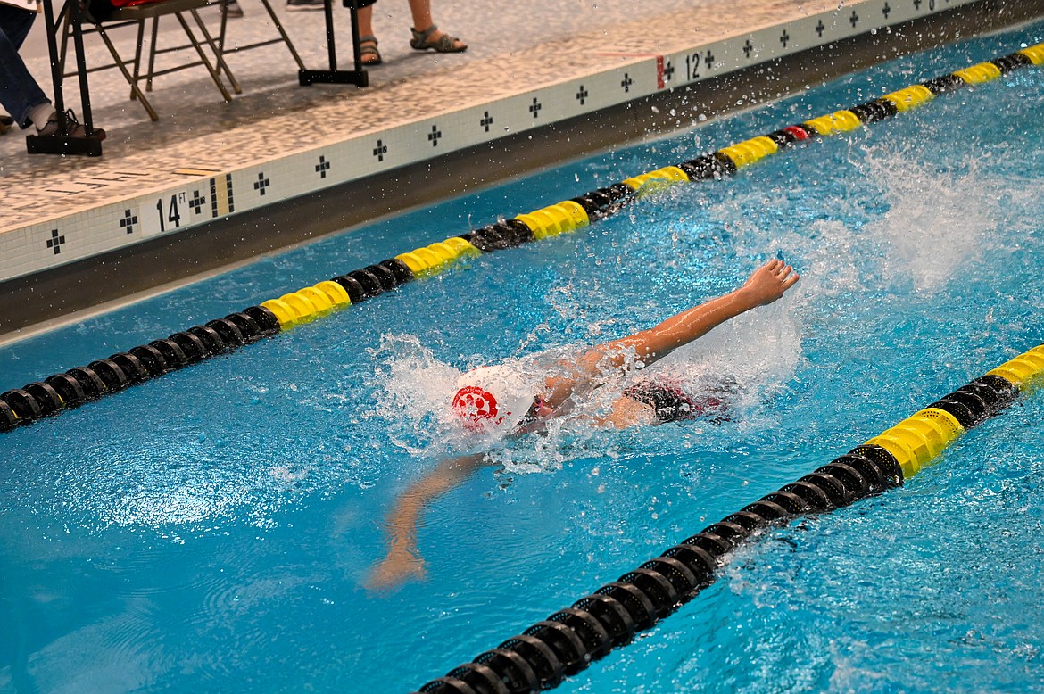 Lon LeBlanc swims freestyle on Saturday.