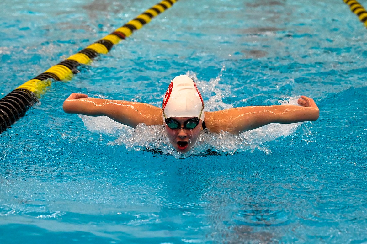 Ryleigh Bamer competes in the 100 butterfly on Saturday.